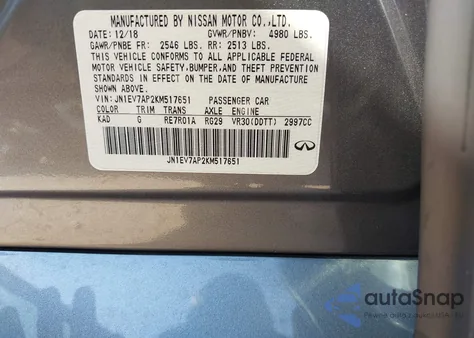 2019 Infiniti Q50 3.0T Luxe from USA, damaged, VIN JN1EV7AP2KM517651
